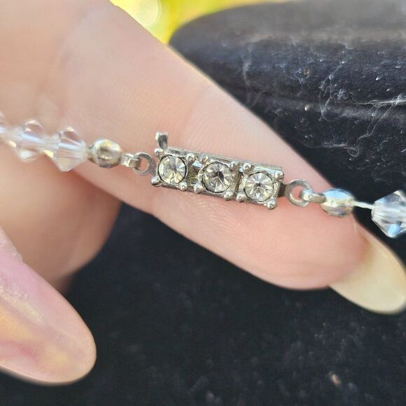 Vintage 1950s AB Aurora Borealis Iridescent Beaded Crystal Necklace - Picture 4 of 5